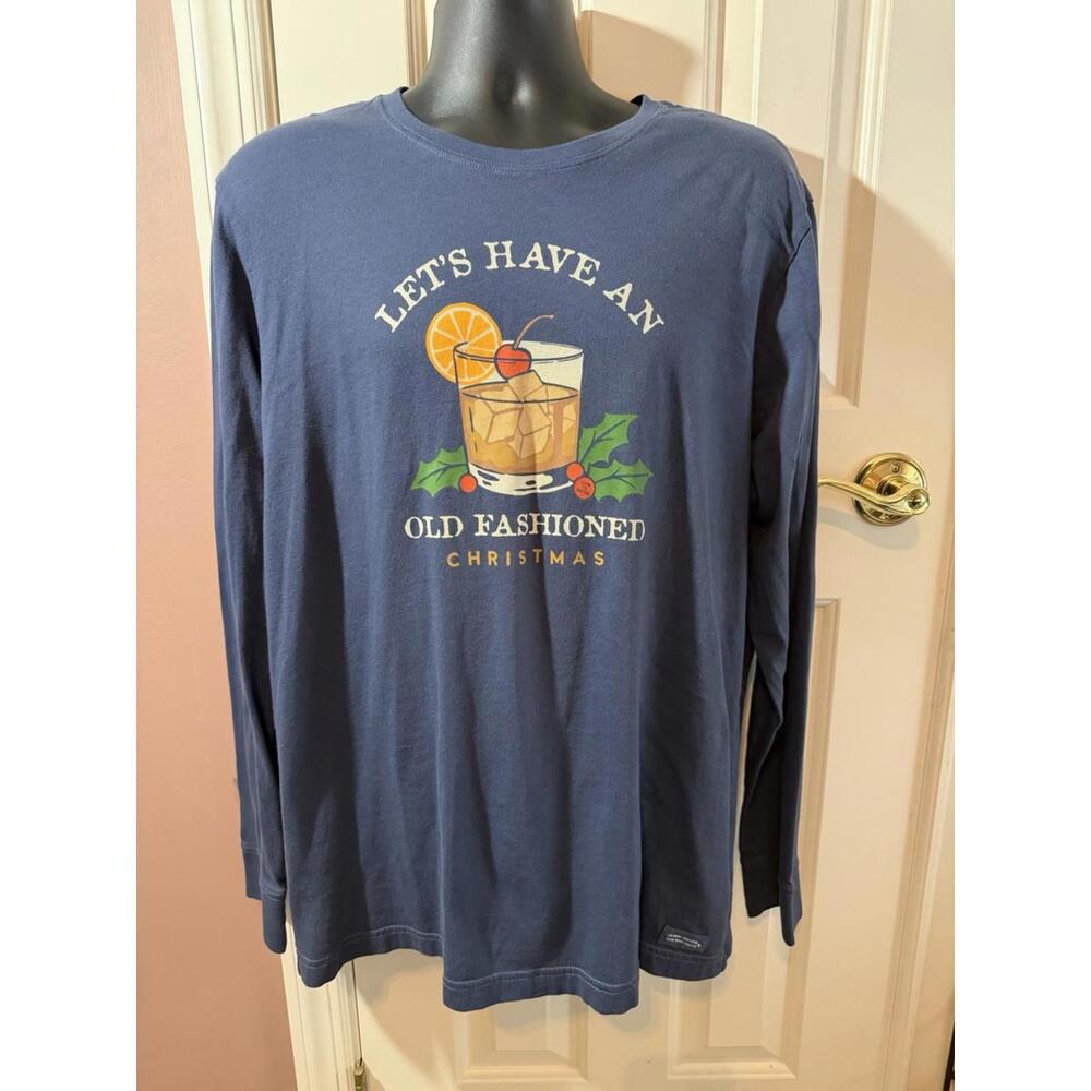 Life Is Good Crusher T Shirt Let’s Have An Old Fashioned Christmas Mens Large